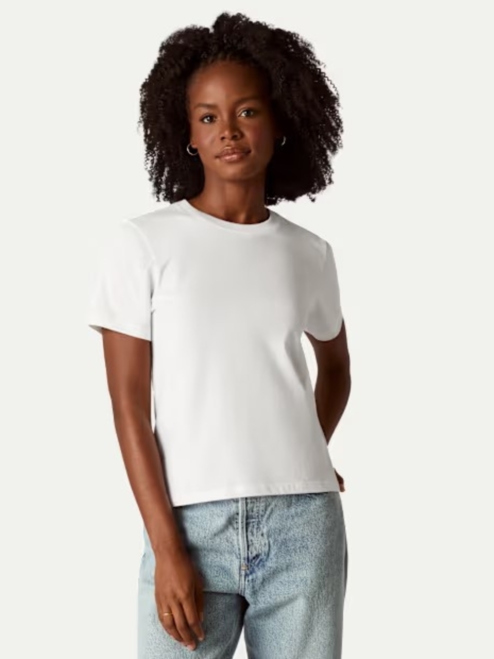 Bombas Crew Neck White Pima Cotton T-shirt EUC